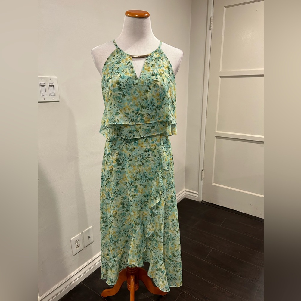 Kensie Floral Green MIDI NWT Sleeveless Size 12